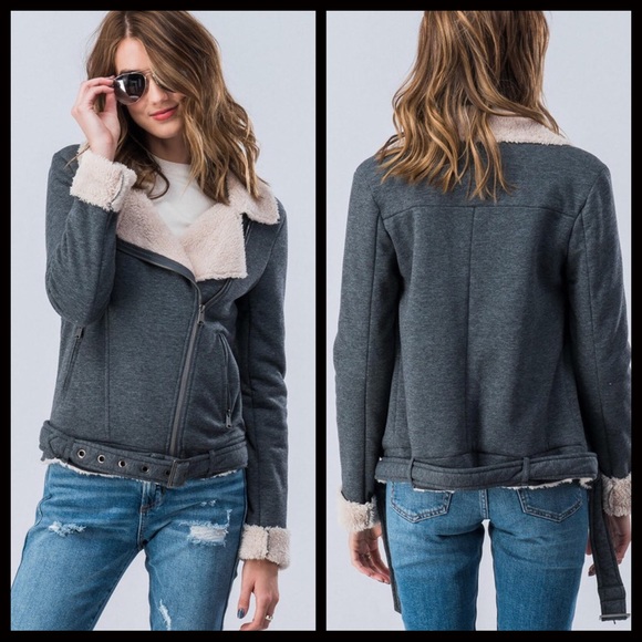 CLEARANCE-FIRM‼️5 🌟Sherpa Lined Racer Jacket - Picture 6 of 6